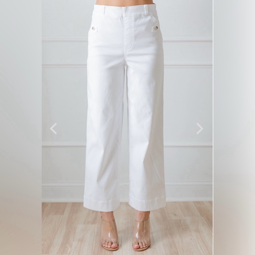 SPANX white cropped wide leg pants